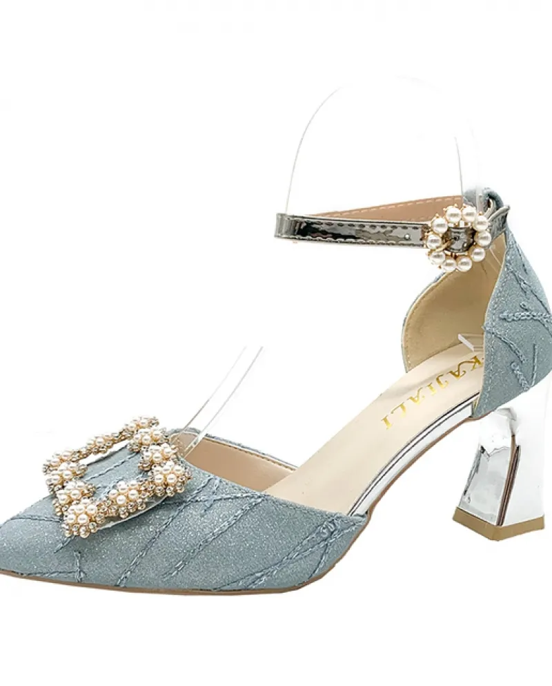 2022 Nuovo Squisito Stiletto Punta a punta Strass Signore Scarpe Singole di Modo di Estate Temperamento Tacchi Alti Da Sposa Sh