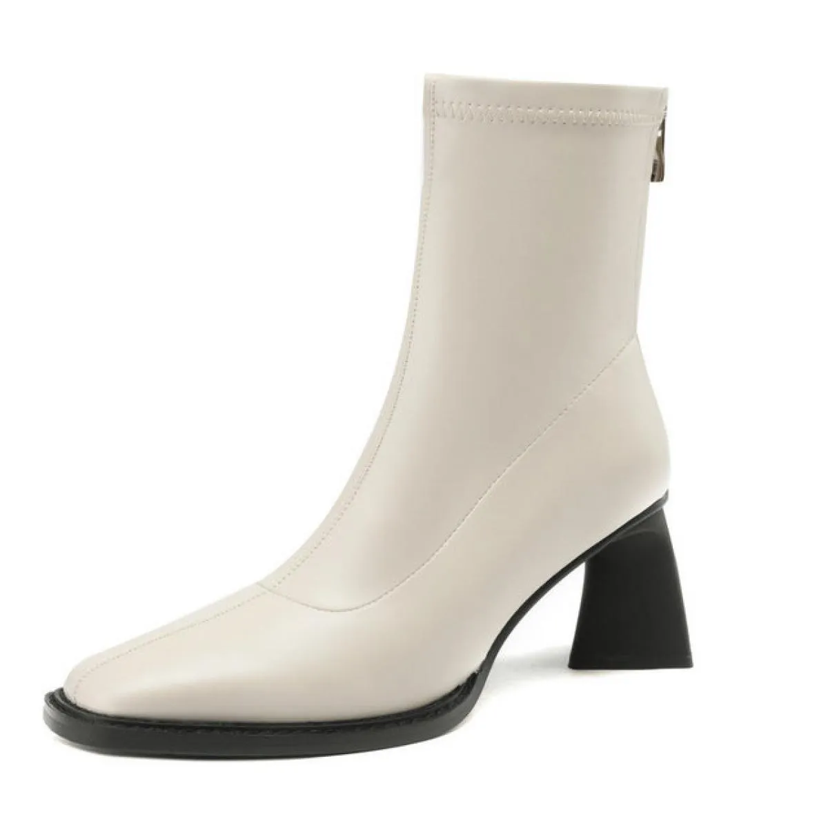 2024 Stivaletti da donna in vera pelle da ufficio scarpe da donna donna punta quadrata tacchi alti autunno stretch taglia 34 42