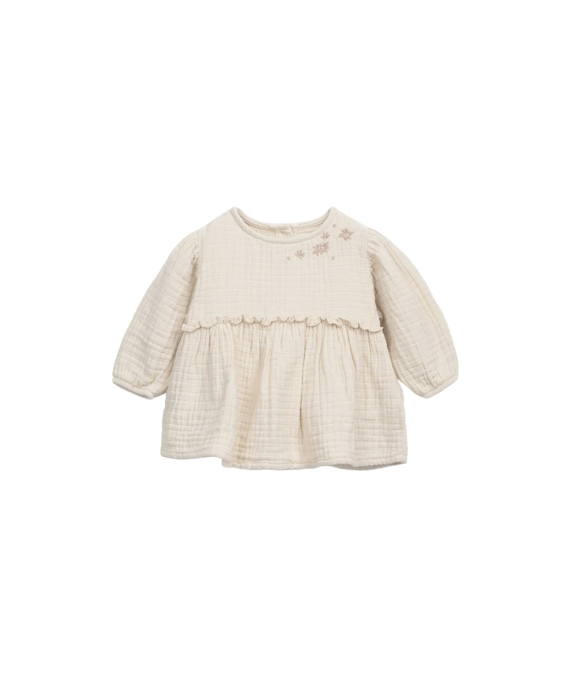 Blusa beige con ricamo per neonata