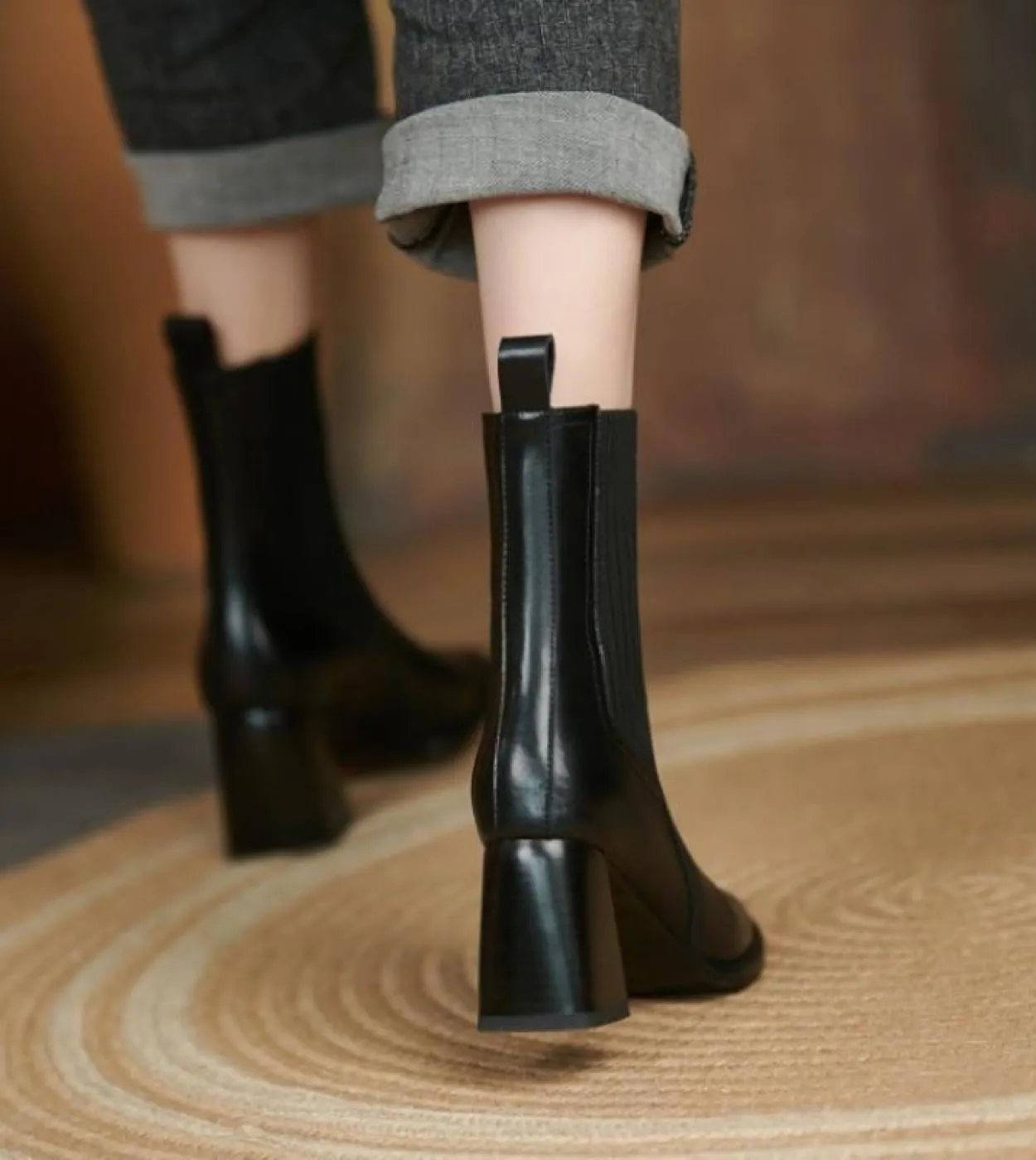 Calzini Donna Stivali a metà polpaccio Autunno Inverno Stivali elasticizzati Donna Moda Donna Chelsea Botas Mujer Tacchi alti Do