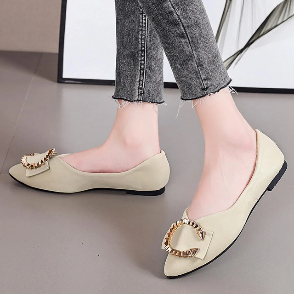 Comode zeppe da donna Décolleté Scarpe da ufficio formali da 40 mm, Scarpe da scuola per ragazze Blacksunset Marrone albicocca S