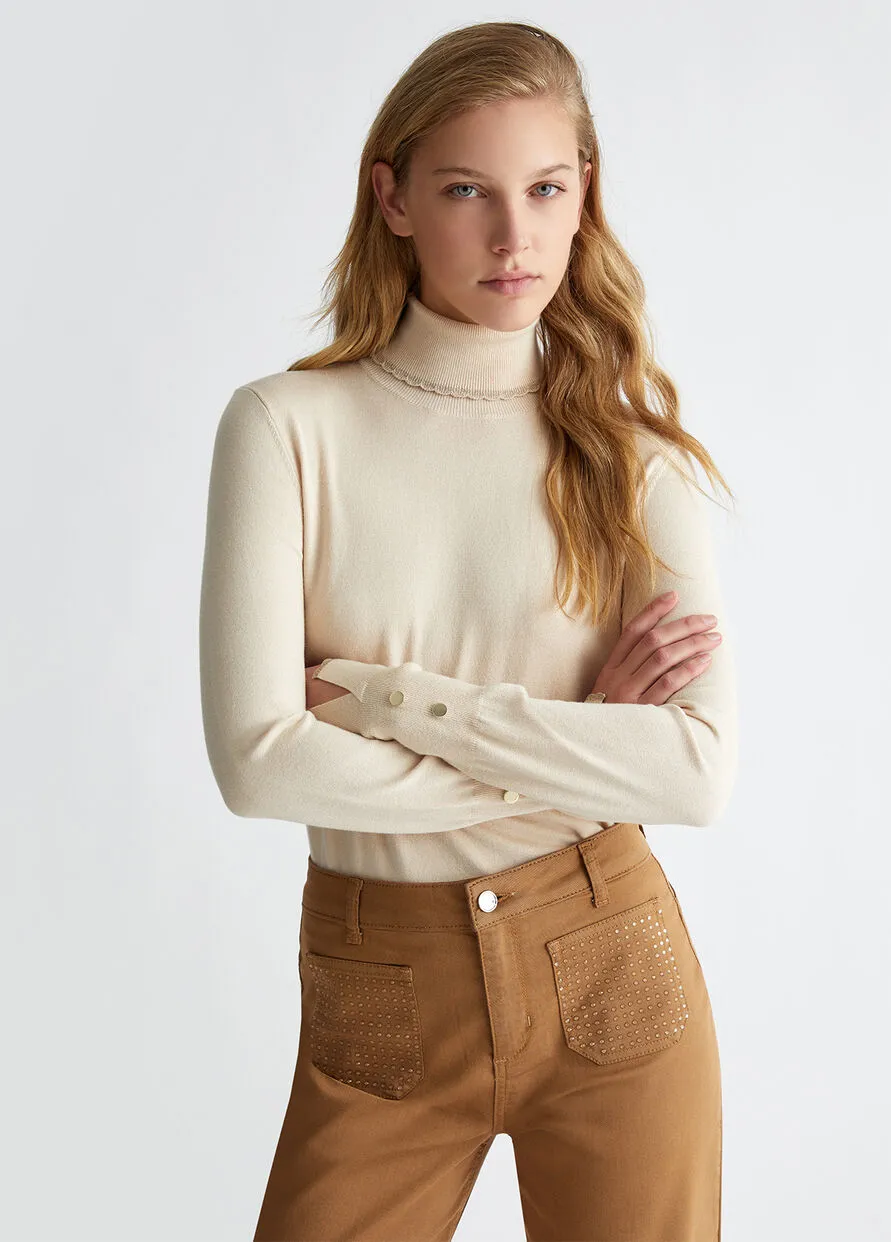 Dolcevita Maglia NEro e Beige Liu Jo