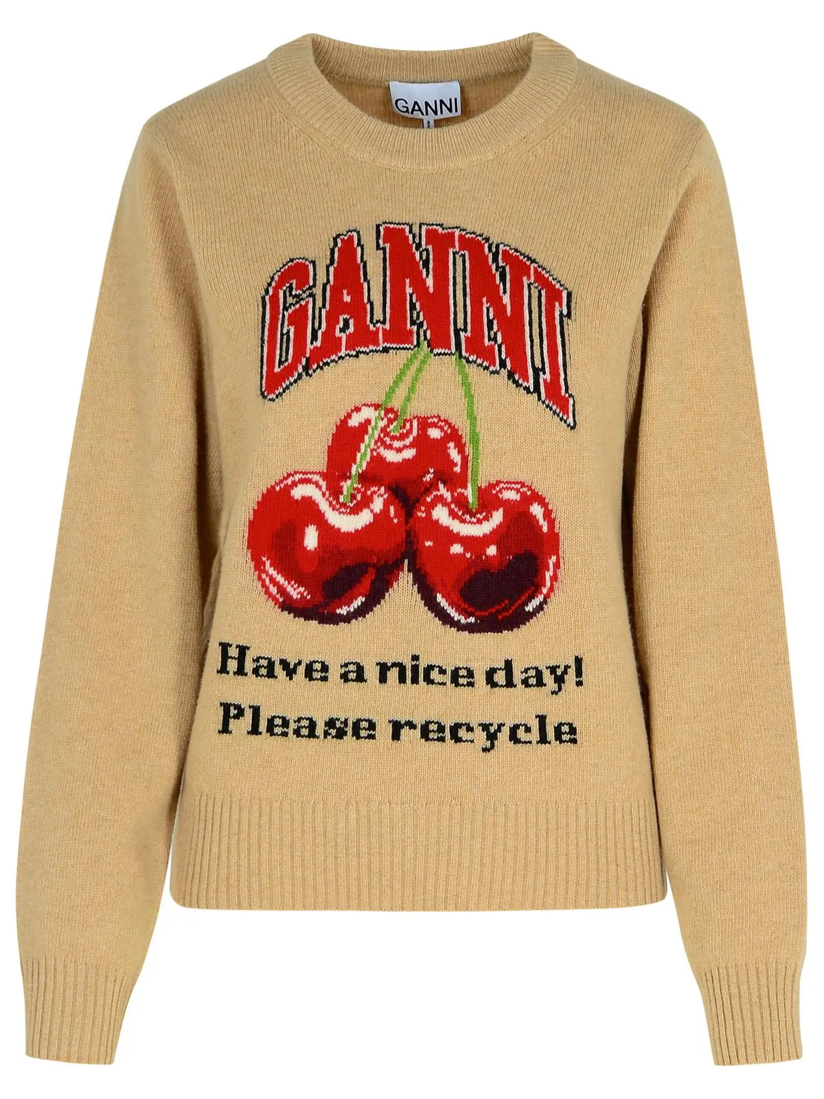 Ganni 'ciliegie' beige lana miscela