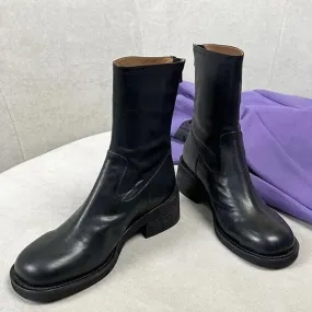 Inverno Donna Caviglia Chelsea Stivali Cerniera Tacco medio Stivali da moto 2023 Nuove scarpe a punta quadrata Décolleté gladiat