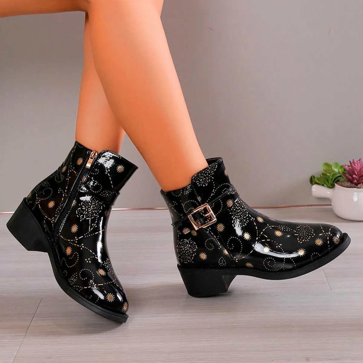 Inverno Nuove Donne Della Caviglia Chunky Chelsea Stivali Moda Scarpe con Tacco Medio Designer Goth 2023 Cerniera Walking Gladia
