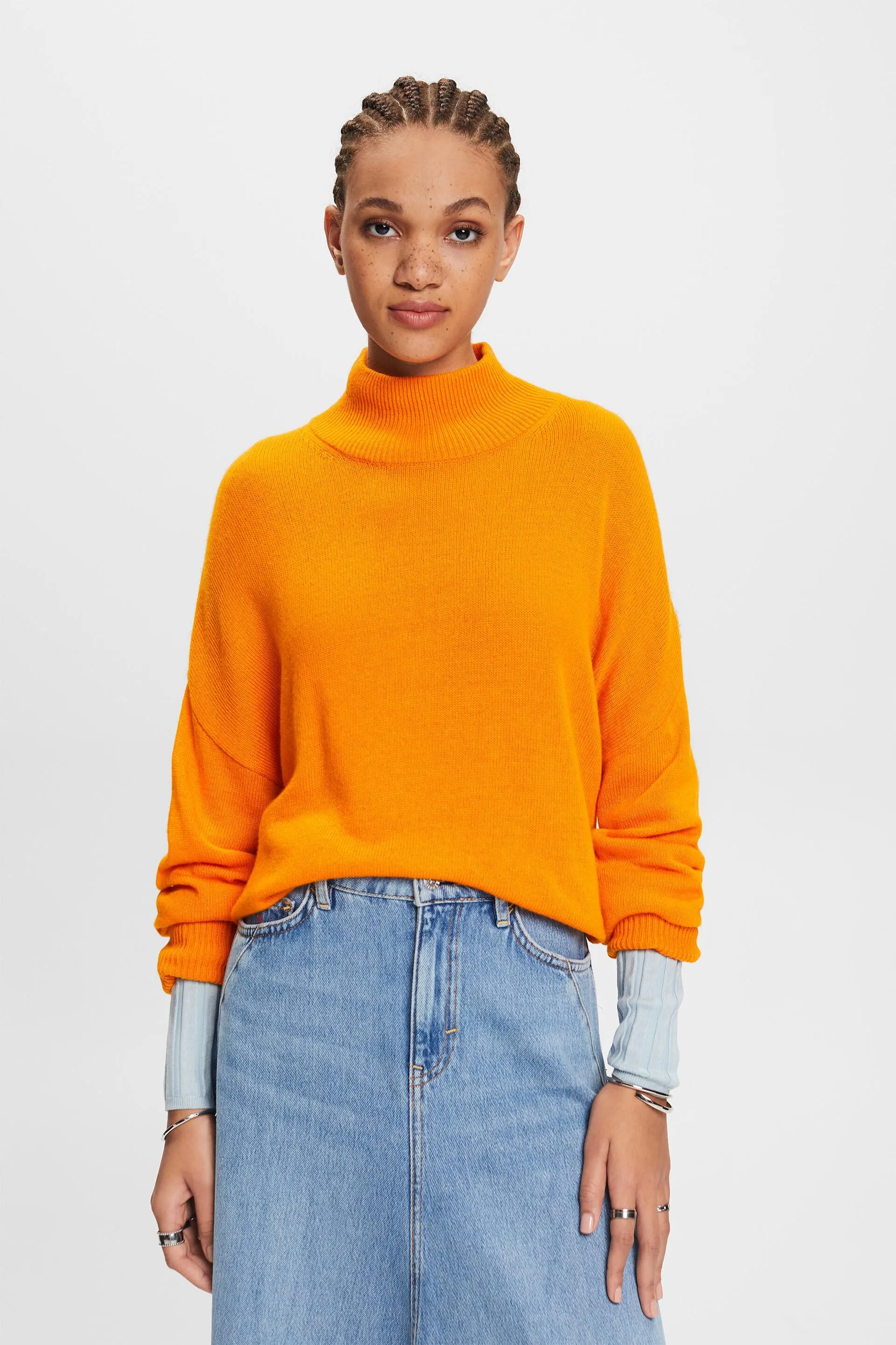 Pullover con collo a lupetto in misto lana