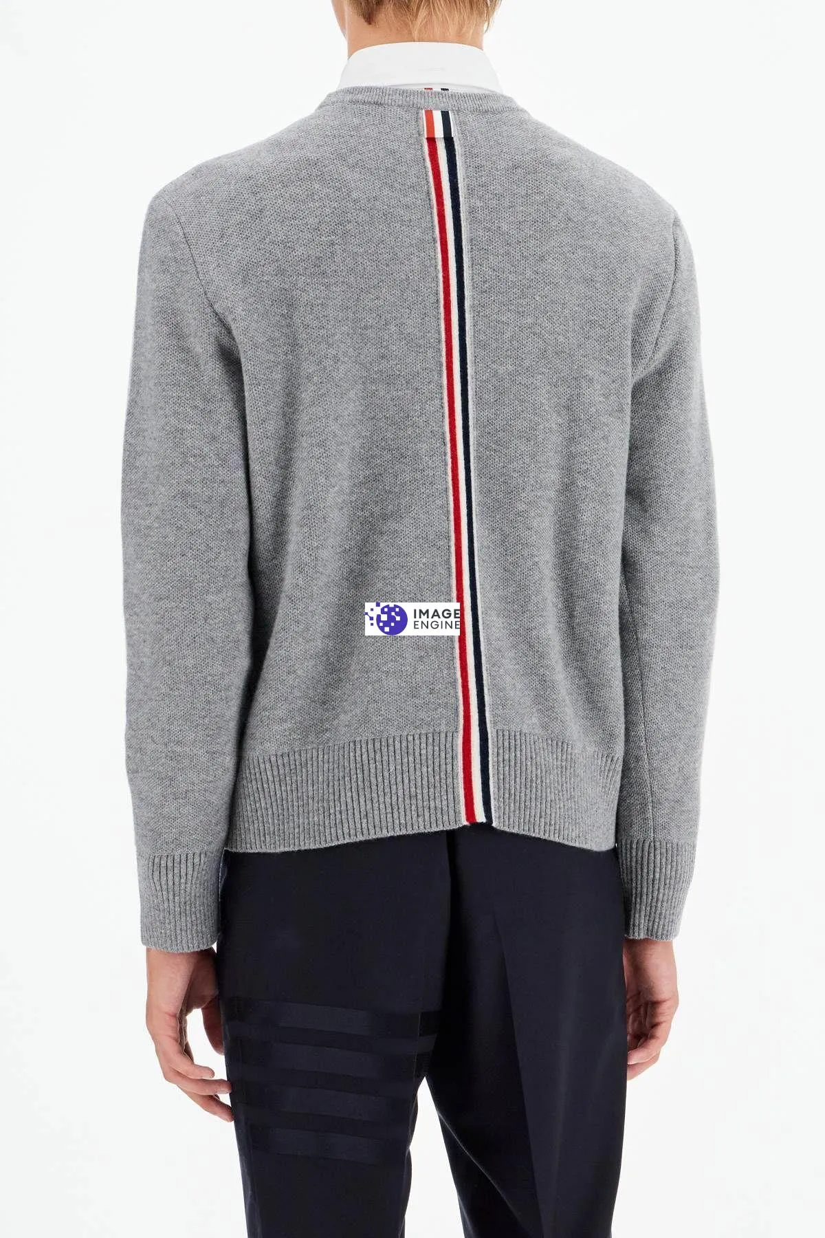 Pullover girocollo in piqué di lana