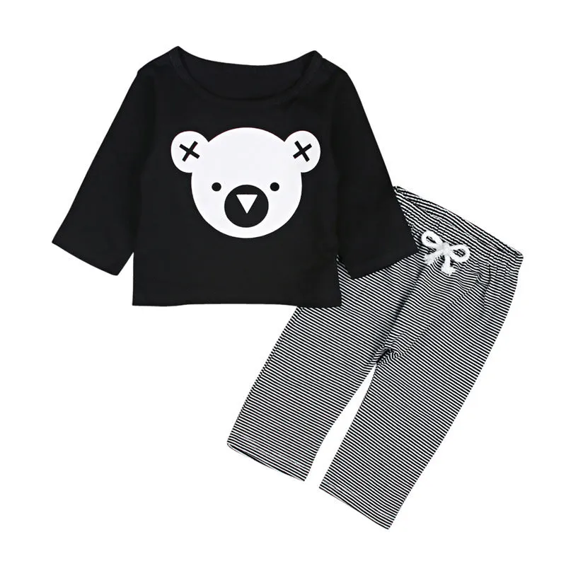 Set completo pantalone a righe e maglietta top koala due pezzi per bambini
