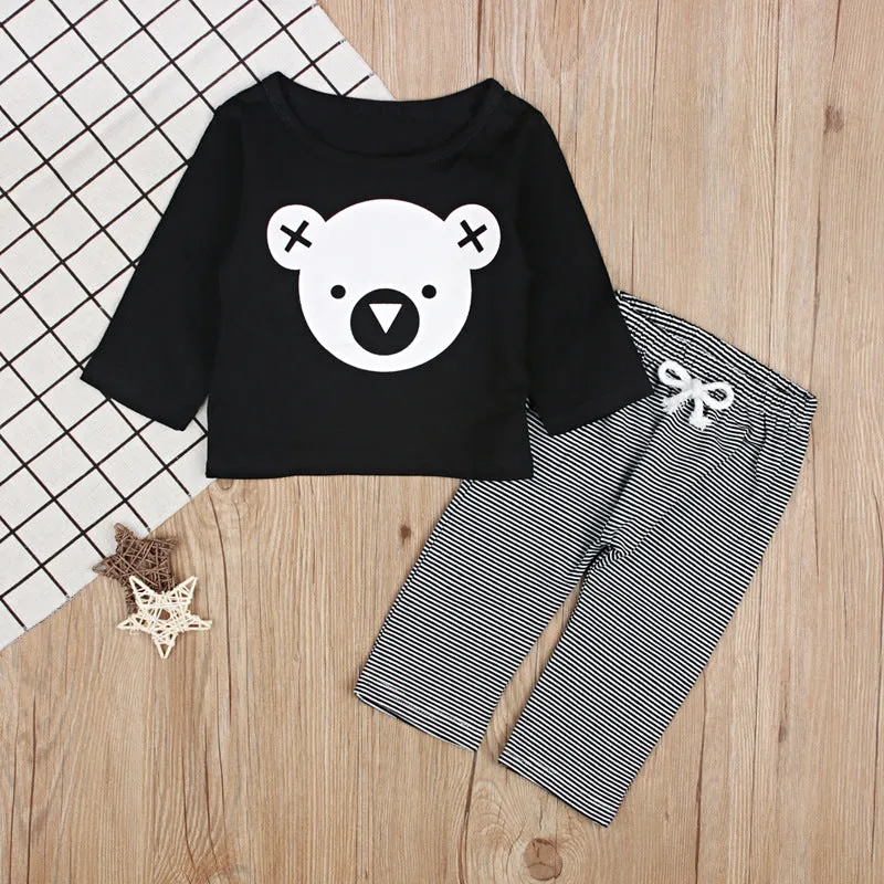 Set completo pantalone a righe e maglietta top koala due pezzi per bambini