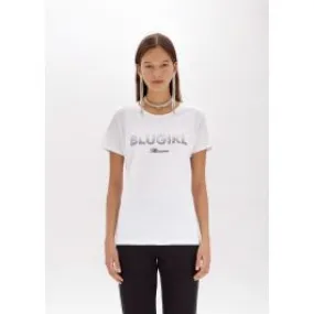 T-shirt in jersey con logo e borchie blugirl