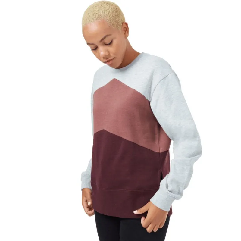 Tentree Treefleece Chevron Crew Sweatshirt da donna (Hi Rise Grey Heather/Mesa Red/Mulberry)