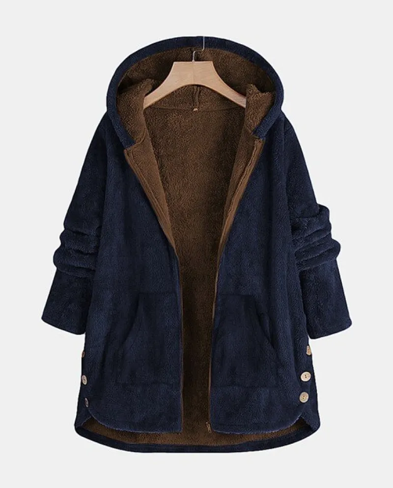Women Overcoats Warm Long Sleeve Hooded Coat  2022 Autumn Winter Clothes Fleece Jackets For Women Throw Over For Women J