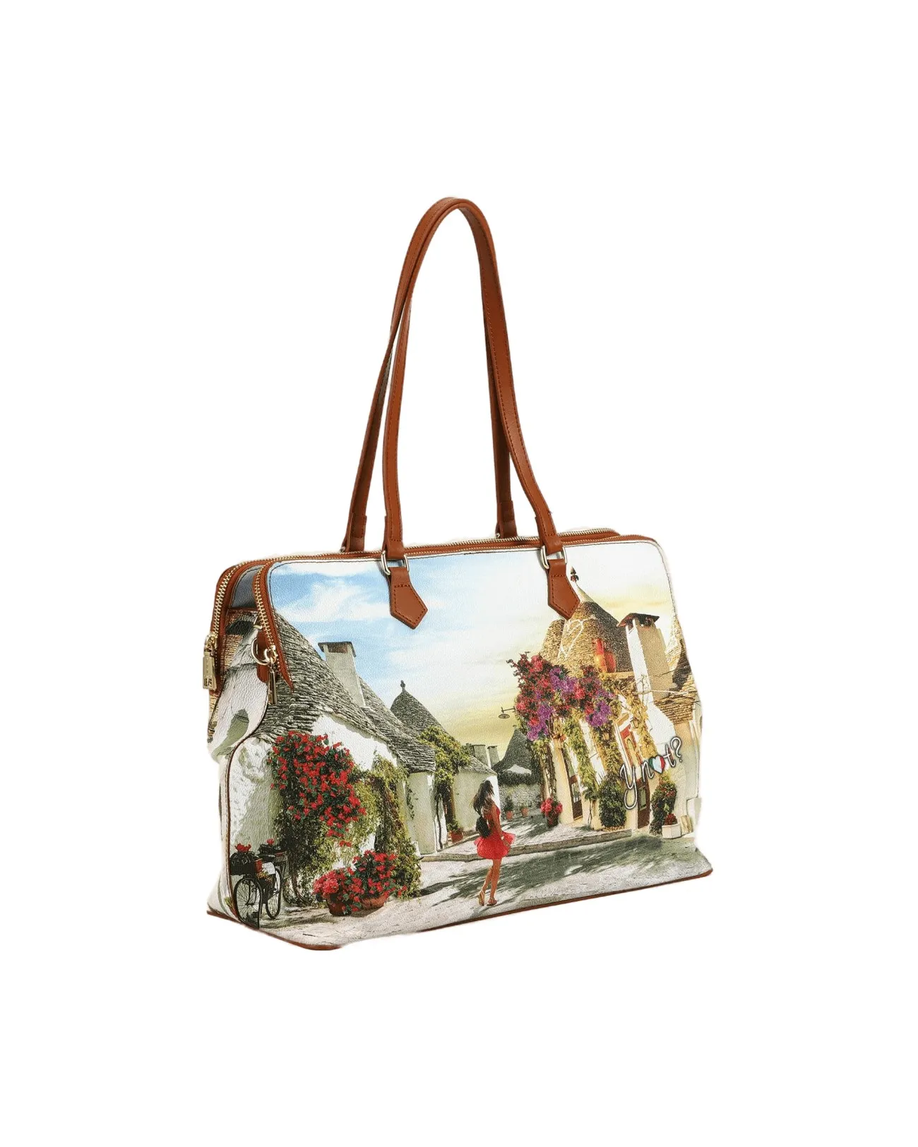 Ynot - Borsa Tote a tre scomparti in pvc stampato Yesbag